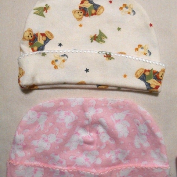 Vintage 2 Print Pink Ivory White Beanie Hat